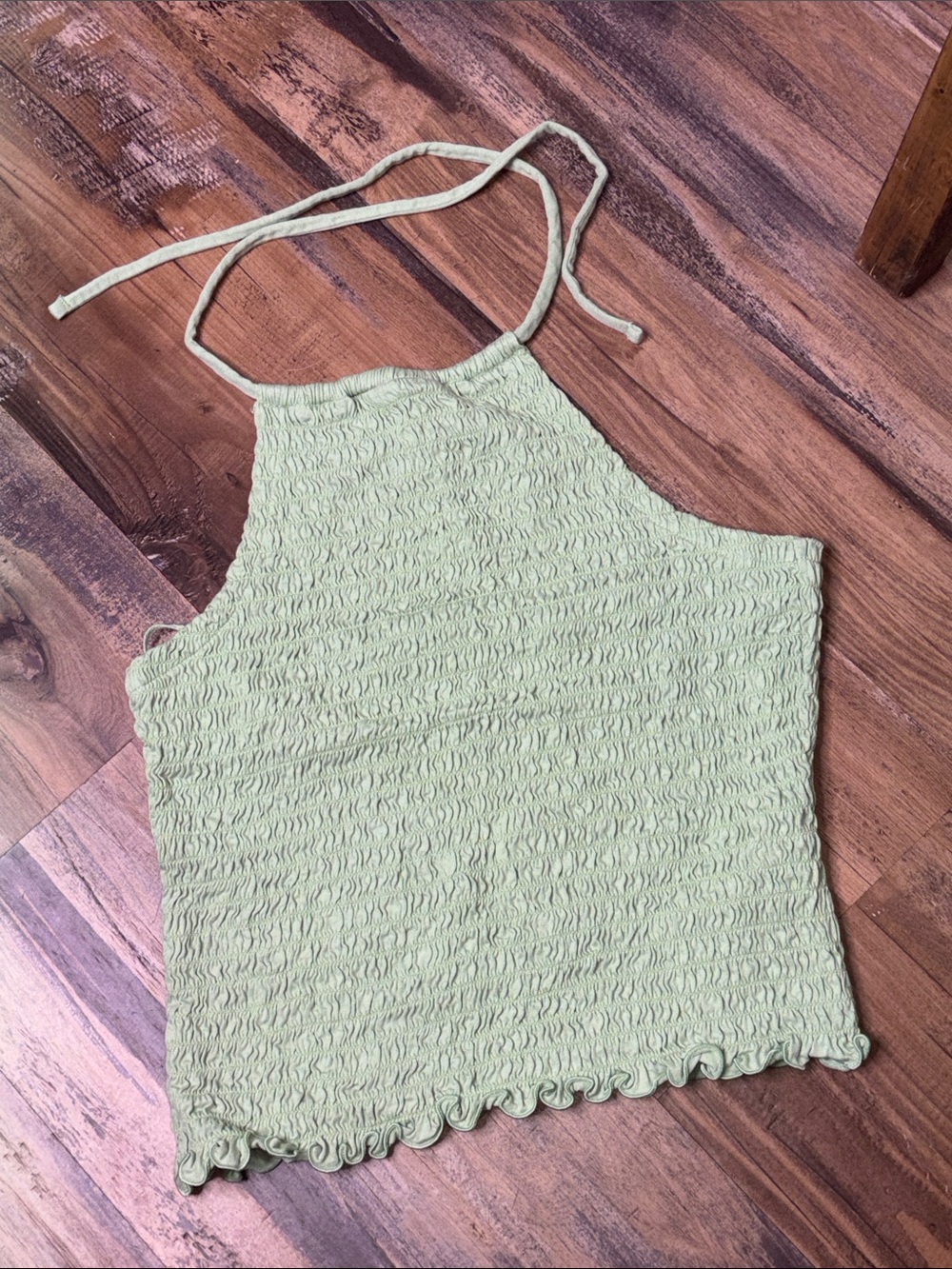 Old Navy Light Sage Smocked Halter Top Size M
